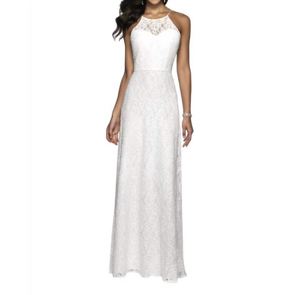 NEW BLUSH PROM halter neck sequin lace prom dress in off white